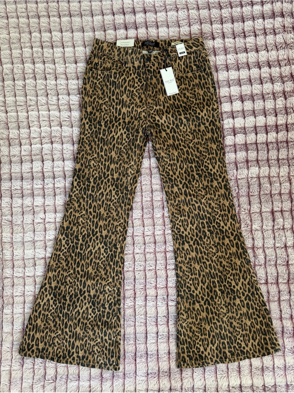 Judy Blue MR Jaqueline Flare Leopard Print Denim Jeans